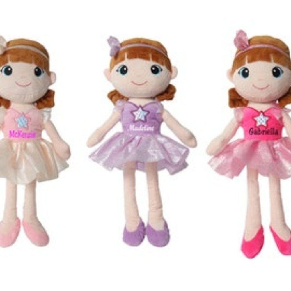PERSONALIZED Ballerina Doll 14" Tall - Three Doll Choices Light Pink